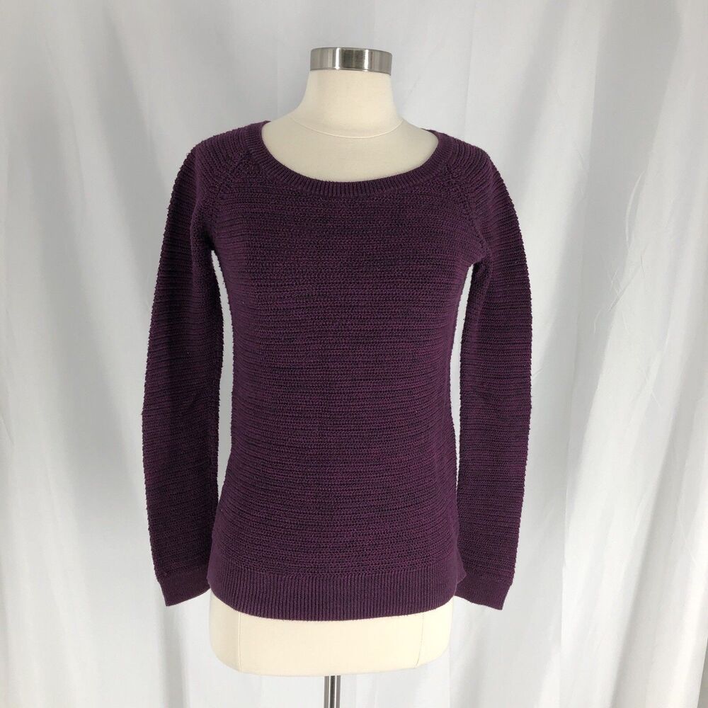 LOFT Women’s Sweater Chunky Knit Crew Neck Purple - Small